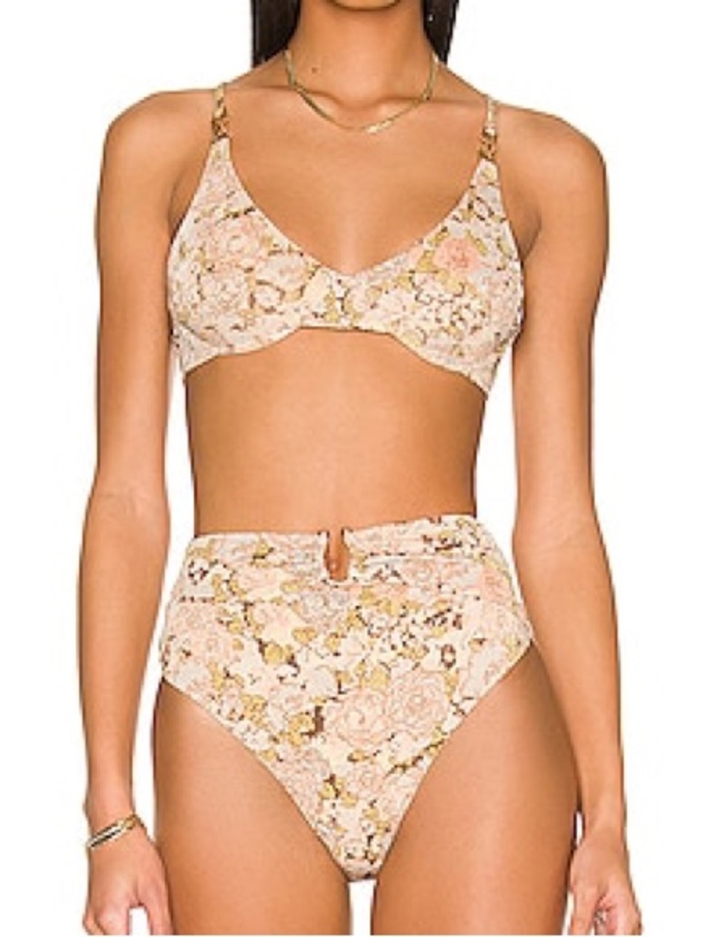 Revel Rey Inez Bikini Set Meadow Bloom Floral Underwire Top High Waisted Bottoms